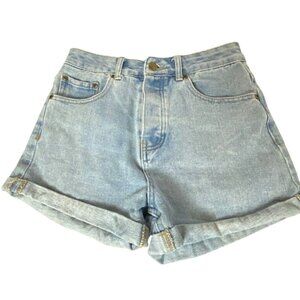 Forever 21 Womens Light Wash High-Rise Denim Shorts  Sz 26 Cuffs & Button fly